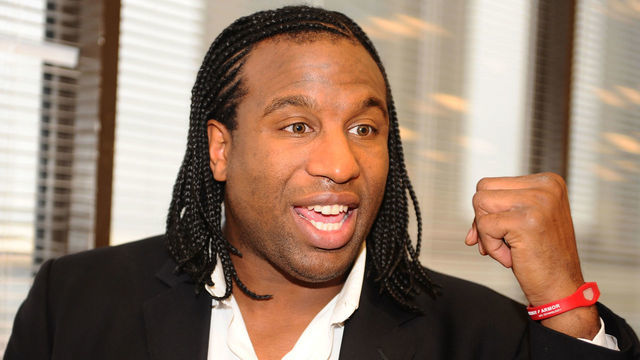 NOV 3rd 2011.pics of Ex enforcer Georges Laraque who has a new book out.he was interviewed in cafeteria. .(COLIN MCCONNELL STAR) .