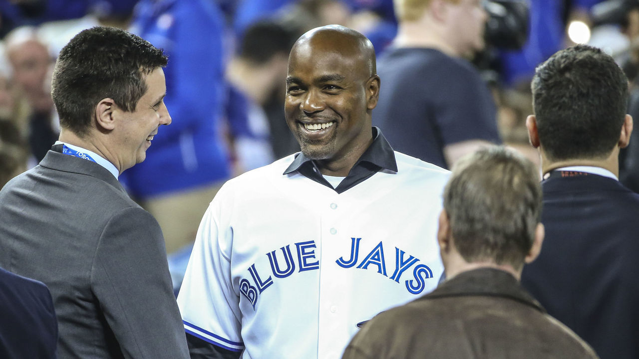 TORONTO, ON- APRIL 13 - Blue Jays great Carlos Delgado on the field before the game Monday between the Toronto Blue Jays and the Tampa Bay Rays at the Rogers Centre April 13, 2015 (David Cooper/Toronto Star via Getty Images)