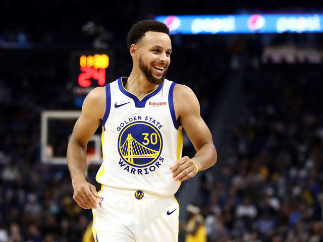 SAN FRANCISCO, CALIFORNIA - OCTOBER 05: Stephen Curry #30 of the Golden State Warriors smiles during their game against the Los Angeles Lakers at Chase Center on October 05, 2019 in San Francisco, California.