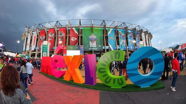 MEXICO CITY, MEXICO - NOVEMBER 18: A general exterior view of Estadio Azteca before an NFL football game between the Los Angeles Chargers and the Kansas City Chiefs on Monday, November 18, 2019, in Mexico City. The Chiefs defeated the Chargers 24-17.