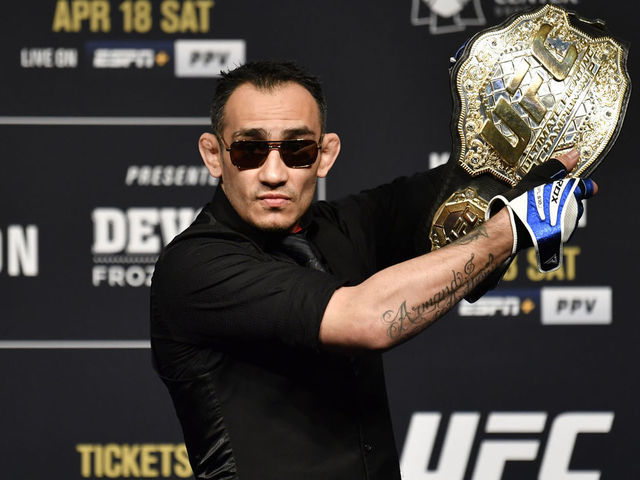 LAS VEGAS, NEVADA - MARCH 06: Tony Ferguson interacts with media during the UFC 249 press conference at T-Mobile Arena on March 06, 2020 in Las Vegas, Nevada.