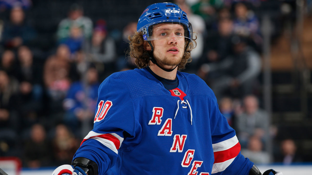 NEW YORK, NY - FEBRUARY 03: Artemi Panarin #10 of the New York Rangers skates against the Dallas Stars at Madison Square Garden on February 3, 2020 in New York City.