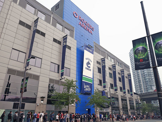VANCOUVER, BC - AUGUST 20: Hundreds of gaming fans stand in line outside Rogers Arena as they wait to enter on the first day of The International 2018 DOTA 2 Championships on August 20, 2018 in Vancouver, Canada.