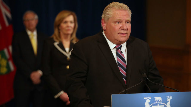 TORONTO, ON- APRIL 27 - Premier Doug Ford unveils a roadmap for re-opening Ontario after COVID-19 has forced a widespread shutdown of non-essential services in Toronto. April 27, 2020. (Steve Russell/Toronto Star via Getty Images)