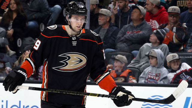 ANAHEIM, CA - MARCH 1: Christian Djoos #29 of the Anaheim Ducks skates during the game against the New Jersey Devils at Honda Center on March 1, 2020 in Anaheim, California.