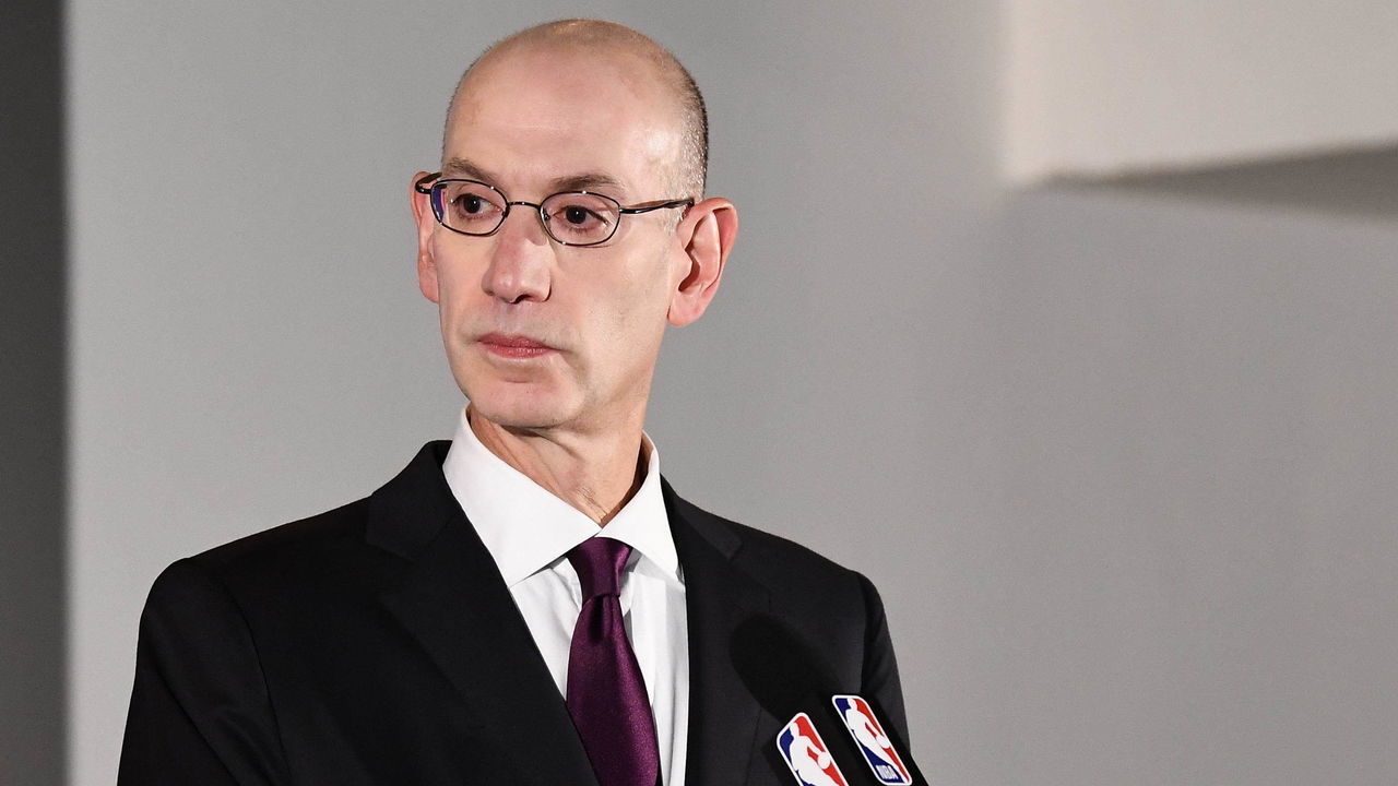 SHANGHAI, CHINA - OCTOBER 5: NBA Commissioner Adam Silver speaks to the media prior to the game of the Dallas Mavericks against the Philadelphia 76ers as part of the 2018 China Games at the Mercedes-Benz Arena on October 5, 2018 in Shanghai, China.