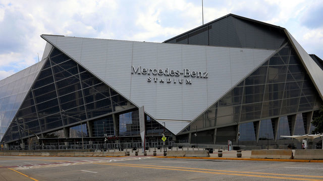 ATLANTA - JULY 28: Architects HOK, tvdesign, Goode Van Slyke and Stanley Beaman & Sears' Mercedes-Benz Stadium, home of the Atlanta Falcons football team and Atlanta United FC soccer team in Atlanta, Georgia on July 28, 2019. MANDATORY MENTION OF THE ARTIST UPON PUBLICATION - RESTRICTED TO EDITORIAL USE.