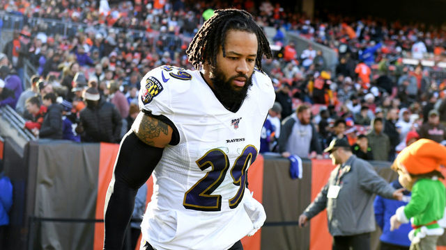 CLEVELAND, OH - DECEMBER 22, 2019: Free safety Earl Thomas #29 of the Baltimore Ravens runs onto the field at halftime of a game against the Cleveland Browns on December 22, 2019 at FirstEnergy Stadium in Cleveland, Ohio. Baltimore won 31-15. (Photo by: 2019 Nick Cammett/Diamond Images via Getty Images)
