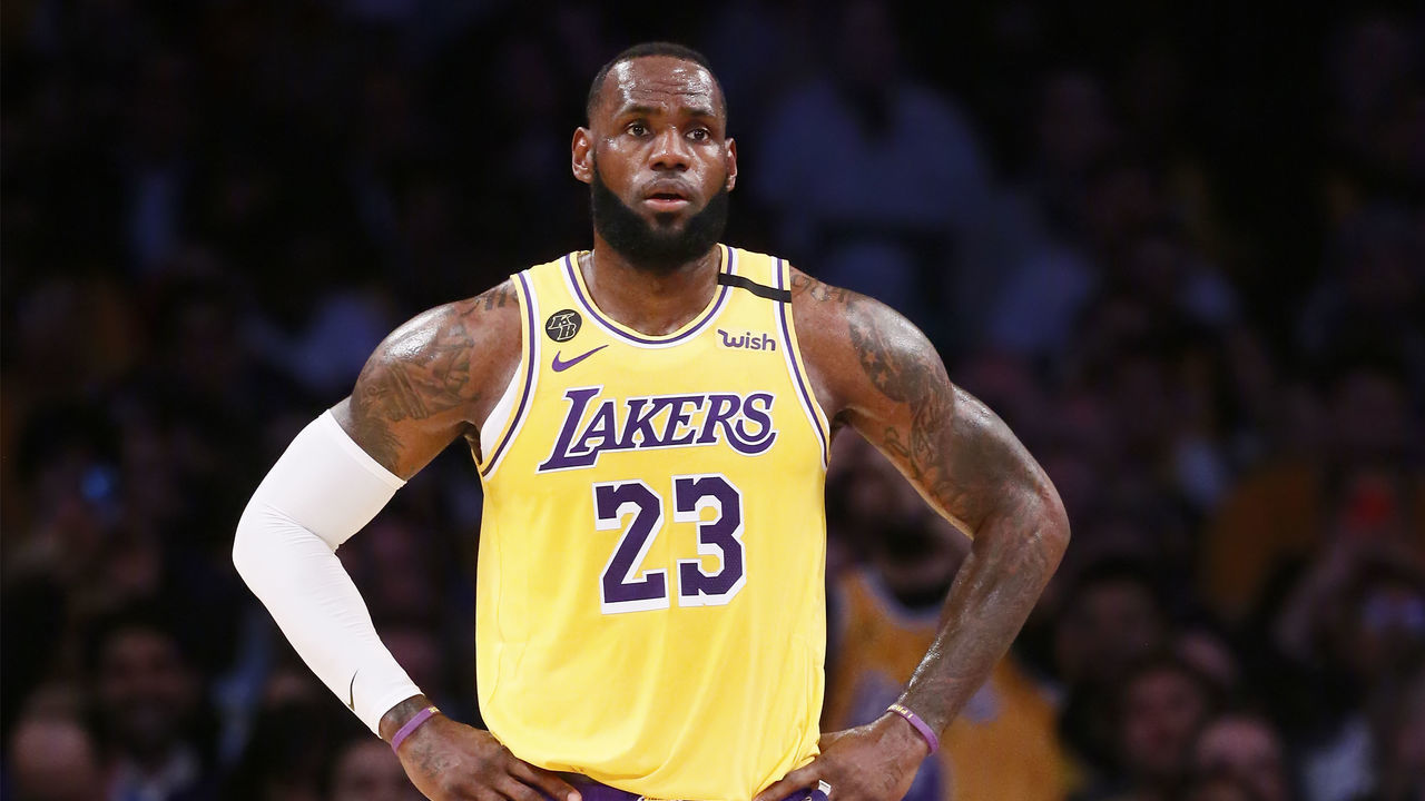 LOS ANGELES, CA - MARCH 10: LeBron James #23 of the Los Angeles Lakers looks on during a game against the Brooklyn Nets at the Staples Center on March 10, 2020 in Los Angeles, CA. Mandatory Credit: 2020 NBAE