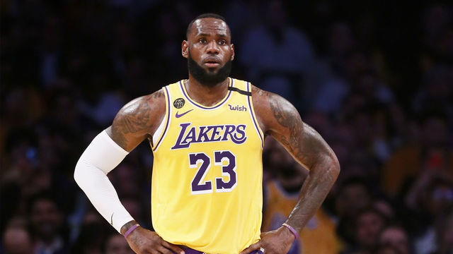 LOS ANGELES, CA - MARCH 10: LeBron James #23 of the Los Angeles Lakers looks on during a game against the Brooklyn Nets at the Staples Center on March 10, 2020 in Los Angeles, CA. Mandatory Credit: 2020 NBAE