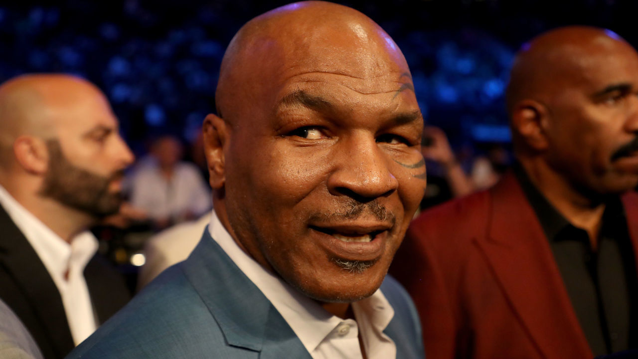 LAS VEGAS, NV - AUGUST 26: Former boxer Mike Tyson attends the super welterweight boxing match between Floyd Mayweather Jr. and Conor McGregor on August 26, 2017 at T-Mobile Arena in Las Vegas, Nevada.