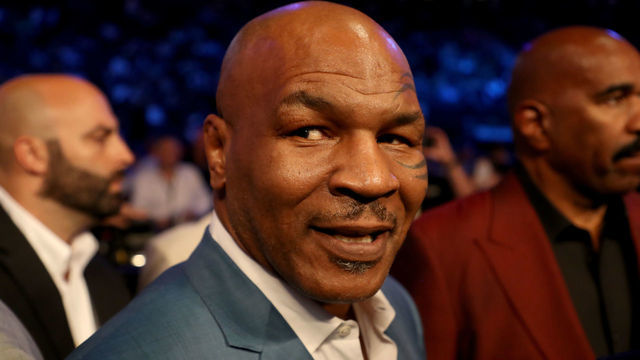 LAS VEGAS, NV - AUGUST 26: Former boxer Mike Tyson attends the super welterweight boxing match between Floyd Mayweather Jr. and Conor McGregor on August 26, 2017 at T-Mobile Arena in Las Vegas, Nevada.