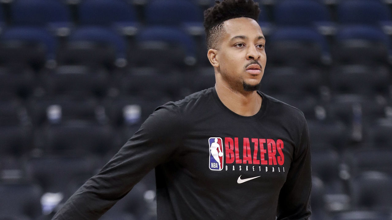 ORLANDO, FL - MARCH 2: C.J. McCollum #3 of the Portland Trail Blazers warms up before the game against the Orlando Magic at the Amway Center on March 2, 2020 in Orlando, Florida.