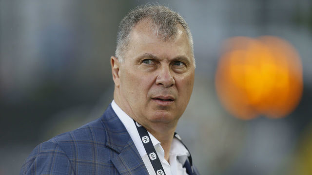 HAMILTON, ON - JUNE 13, 2019: Canadian Football League commissioner Randy Ambrosie prior to the season opener between the Saskatchewan Roughriders and Hamilton Tiger-Cats at Tim Hortons Field on June 13, 2019. Hamilton defeated Saskatchewan 23-17.