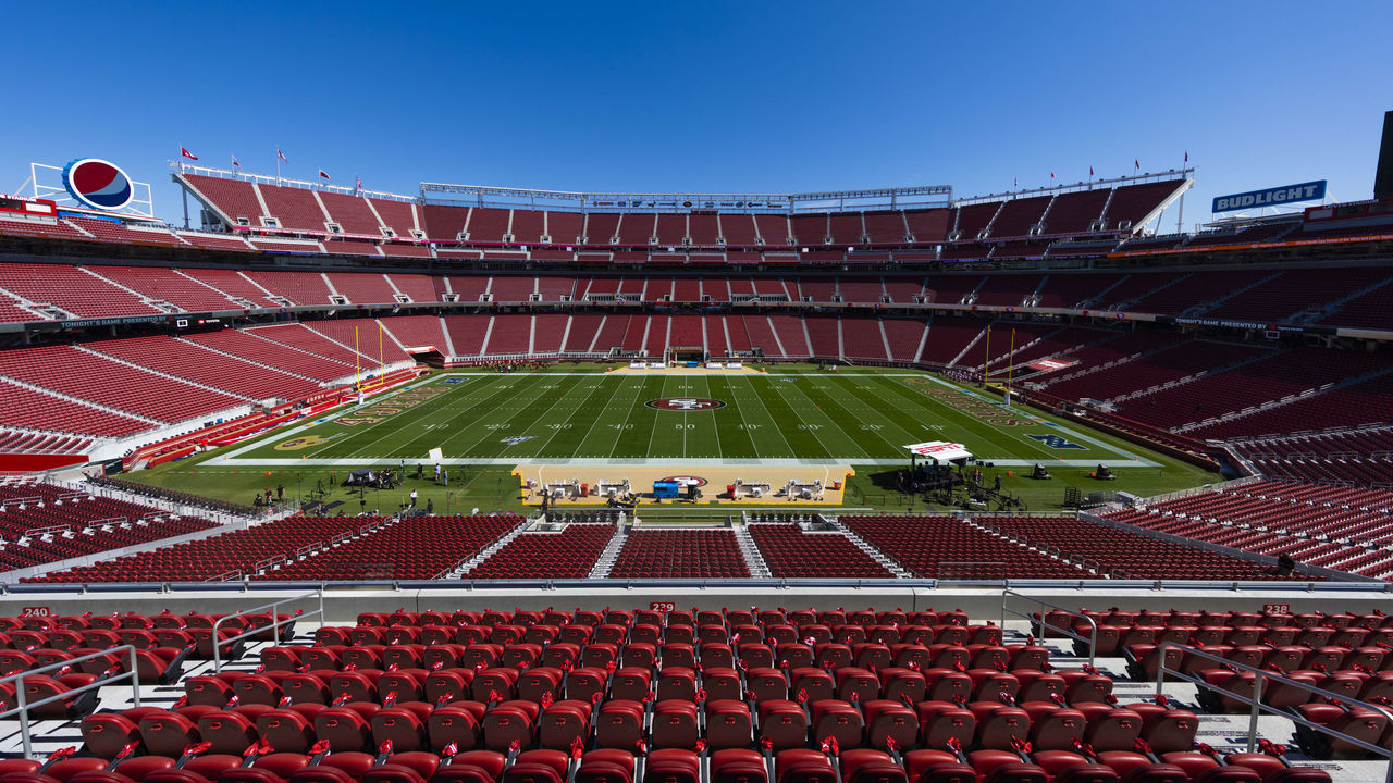 SANTA CLARA, CA - OCTOBER 07: General view of the interior of Levis Stadium from an elevated level during the NFL regular season football game between the Cleveland Browns and the San Francisco 49ers on Monday, Oct. 7, 2019 at Levi's Stadium in Santa Clara, Calif.