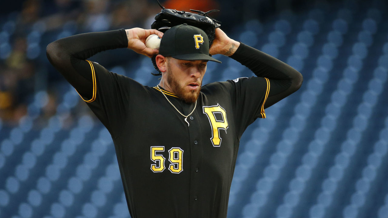 PITTSBURGH, PA - AUGUST 21: Joe Musgrove #59 of the Pittsburgh Pirates in action against the Washington Nationals at PNC Park on August 21, 2019 in Pittsburgh, Pennsylvania.