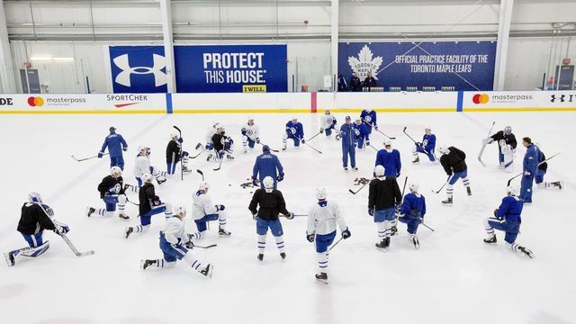 TORONTO, ON - OCTOBER 3 - The Toronto Maple Leafs during a practice session on October 3, 2017 at the Mastercard Centre for Hockey Excellence. (Carlos Osorio/Toronto Star via Getty Images)