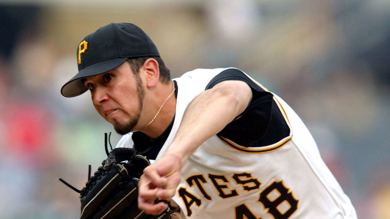 Pittsburgh Pirates' Oliver Perez at pitches during a game against the Milwaukee Brewers at PNC Park in Pittsburgh, Pennsylvania on July 2, 2004.