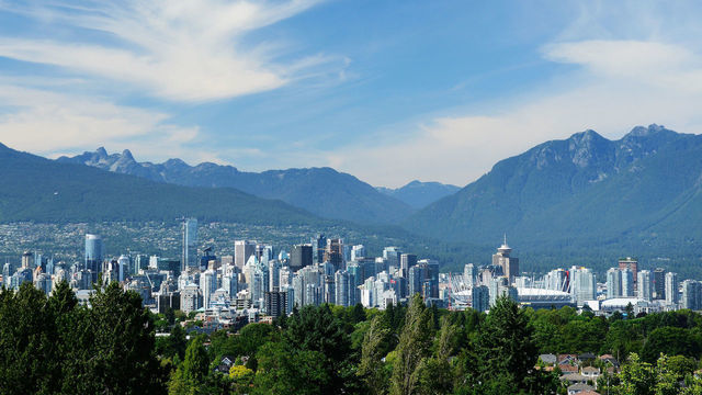 VANCOUVER, BC - JUNE 10: A view of the Vancouver skyline with BC Place Stadium prominent during the FIFA Women's World Cup 2015 on June 10, 2015 in Vancouver, Canada.