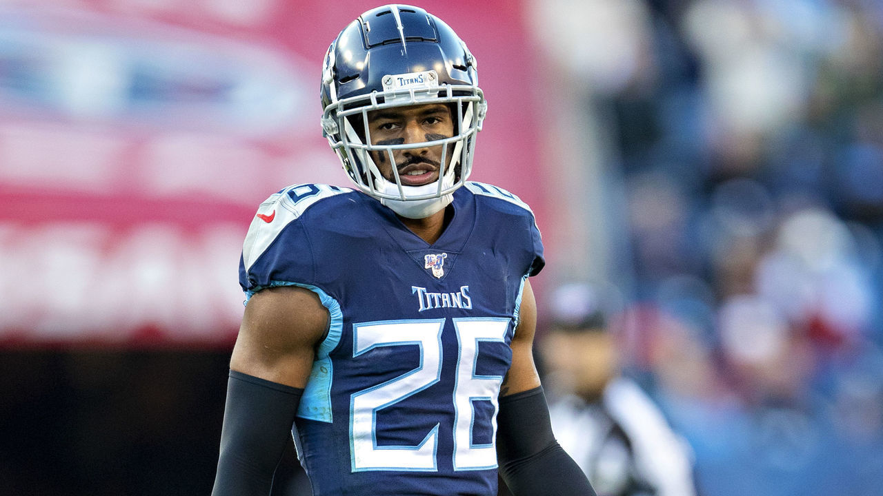 NASHVILLE, TN - NOVEMBER 24: Logan Ryan #26 of the Tennessee Titans lines up for the next play during the first half of a game against the Jacksonville Jaguars at Nissan Stadium on November 24, 2019 in Nashville, Tennessee. The Titans defeated the Jaguars 42-20.