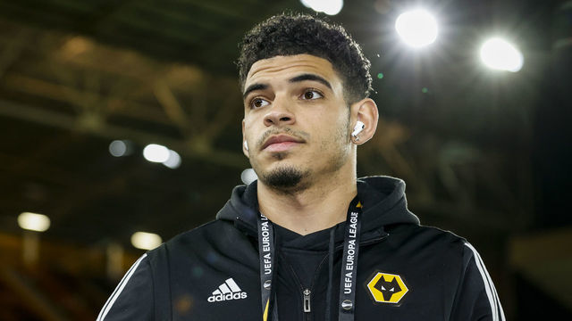 WOLVERHAMPTON, ENGLAND - FEBRUARY 20: Wolverhampton Wanderers' Morgan Gibbs-White during the UEFA Europa League round of 16 first leg match between Wolverhampton Wanderers and Espanyol Barcelona at Molineux on February 20, 2020 in Wolverhampton, United Kingdom.