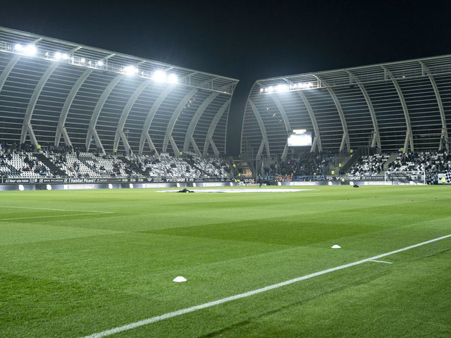 AMIENS, FRANCE - NOVEMBER 25: A general view of Le Stade de La Licorne before the Ligue 1 match between Amiens SC and Olympique de Marseille at Stade de la Licorne on November 25, 2018 in Amiens, France.