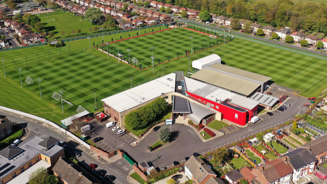 LIVERPOOL, ENGLAND - APRIL 20: Melwood, the training ground Liverpool Football Club during the coronavirus (Covid-19) pandemic lockdown on April 20, 2020 in Liverpool, England. Liverpool F.C. has led the Premier League since the time major sporting events were suspended in mid-March due to the COVID-19 pandemic.