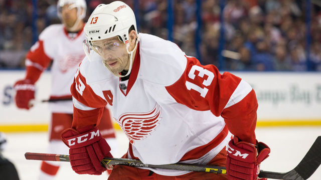 TAMPA, FL - MARCH 22: Pavel Datsyuk #13 of the Detroit Red Wings skates against the Tampa Bay Lightning at the Amalie Arena on March 22, 2016 in Tampa, Florida.