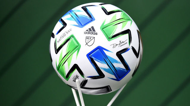 PORTLAND, OREGON - MARCH 01: A general view of the match ball before the match between the Portland Timbers and the Minnesota United at Providence Park on March 01, 2020 in Portland, Oregon. Minnesota won 3-1.
