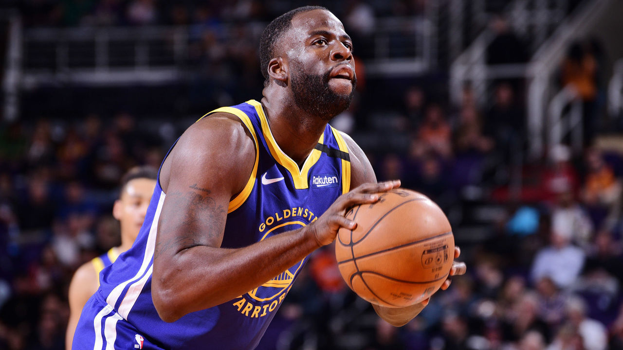 PHOENIX, AZ - FEBRUARY 12: Draymond Green #23 of the Golden State Warriors shoots a free throw during the game against the Phoenix Suns on February 12, 2020 at Talking Stick Resort Arena in Phoenix, Arizona. Mandatory Copyright Notice: Copyright 2020 NBAE