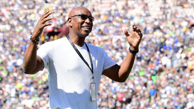 LOS ANGELES, CA - OCTOBER 08: Hall of Fame running back Eric Dickerson is seen during the game between the Los Angeles Rams and the Seattle Seahawks at the Los Angeles Memorial Coliseum on October 8, 2017 in Los Angeles, California.