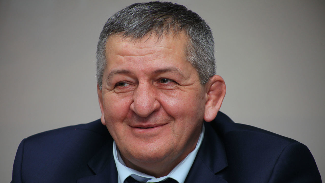 MAKHACHKALA, RUSSIA - FEBRUARY 3, 2020: Khabib Nurmagomedov's father and coach Abdulmanap Nurmagomedov during a presentation of the book Father co-authored by Russian mixed martial artist Khabib Nurmagomedov and Russian businessman and writer Igor Rybakov at the National Library. Sergei Rasulov/TASS