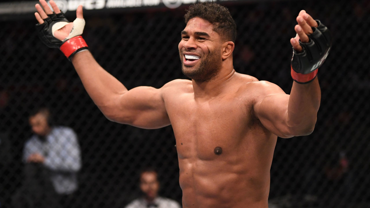 BEIJING, CHINA - NOVEMBER 24: Alistair Overeem of The Netherlands celebrates after his TKO victory over Sergei Pavlovich of Russia in their heavyweight bout during the UFC Fight Night event inside Cadillac Arena on November 24, 2018 in Beijing, China.