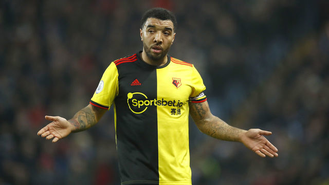 BIRMINGHAM, ENGLAND - JANUARY 21: Troy Deeney of Watford reacts during the Premier League match between Aston Villa and Watford FC at Villa Park on January 21, 2020 in Birmingham, United Kingdom.