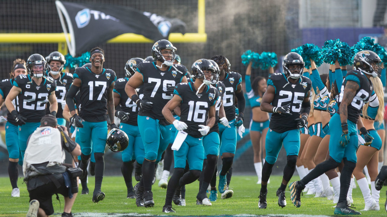 JACKSONVILLE, FL - DECEMBER 29: Members of the Jacksonville Jaguars run out on the field before the game between the Indianapolis Colts and the Jacksonville Jaguars on December 29, 2019 at TIAA Bank Field in Jacksonville, Fl.