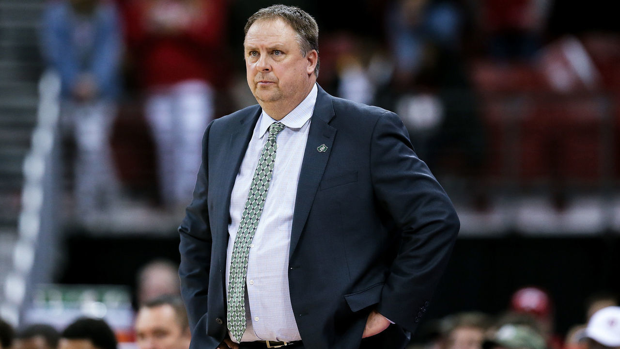 MADISON, WISCONSIN - NOVEMBER 21: Head coach Linc Darner of the Green Bay Phoenix looks on in the second half against the Wisconsin Badgers at the Kohl Center on November 21, 2019 in Madison, Wisconsin.