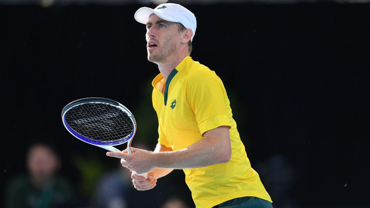 ADELAIDE, AUSTRALIA - MARCH 07: John Millman of Australia during the Davis Cup Qualifier singles match between John Millman of Australia and Thiago Monteiro of Brazil at Memorial Drive on March 07, 2020 in Adelaide, Australia.