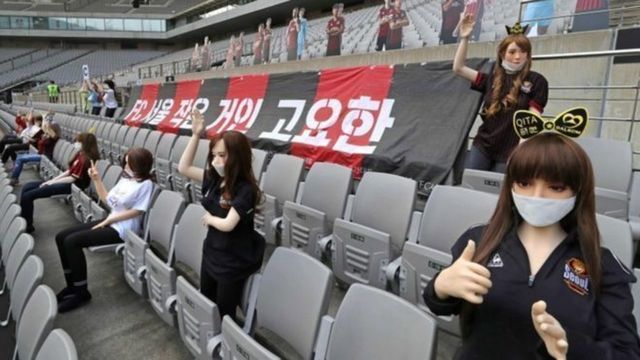 Korean soccer club apologizes for filling empty stands with sex dolls