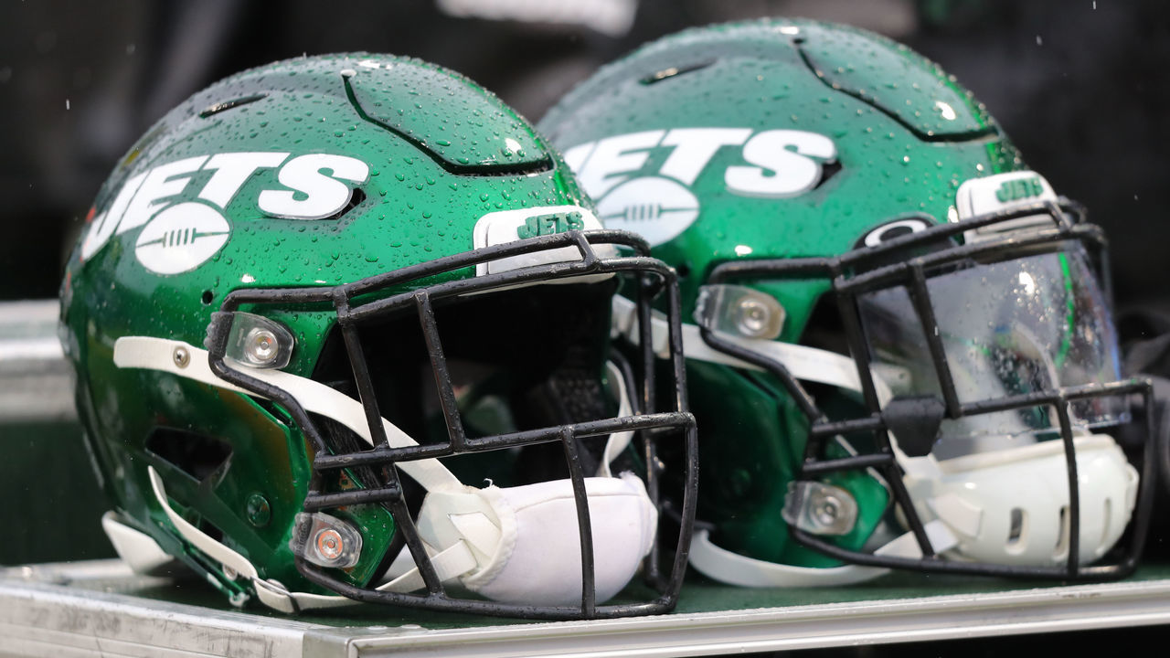 ORCHARD PARK, NY - DECEMBER 29: A general view of a New York Jets helmet before a game against the Buffalo Bills at New Era Field on December 29, 2019 in Orchard Park, New York. Jets beat the Bills 13 to 6.