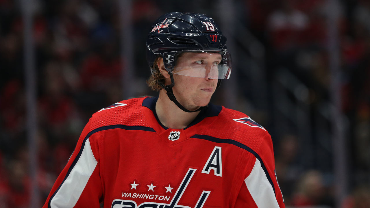 WASHINGTON, DC - DECEMBER 21: Nicklas Backstrom #19 of the Washington Capitals looks on against the Tampa Bay Lightning during the first period at Capital One Arena on December 21, 2019 in Washington, DC.