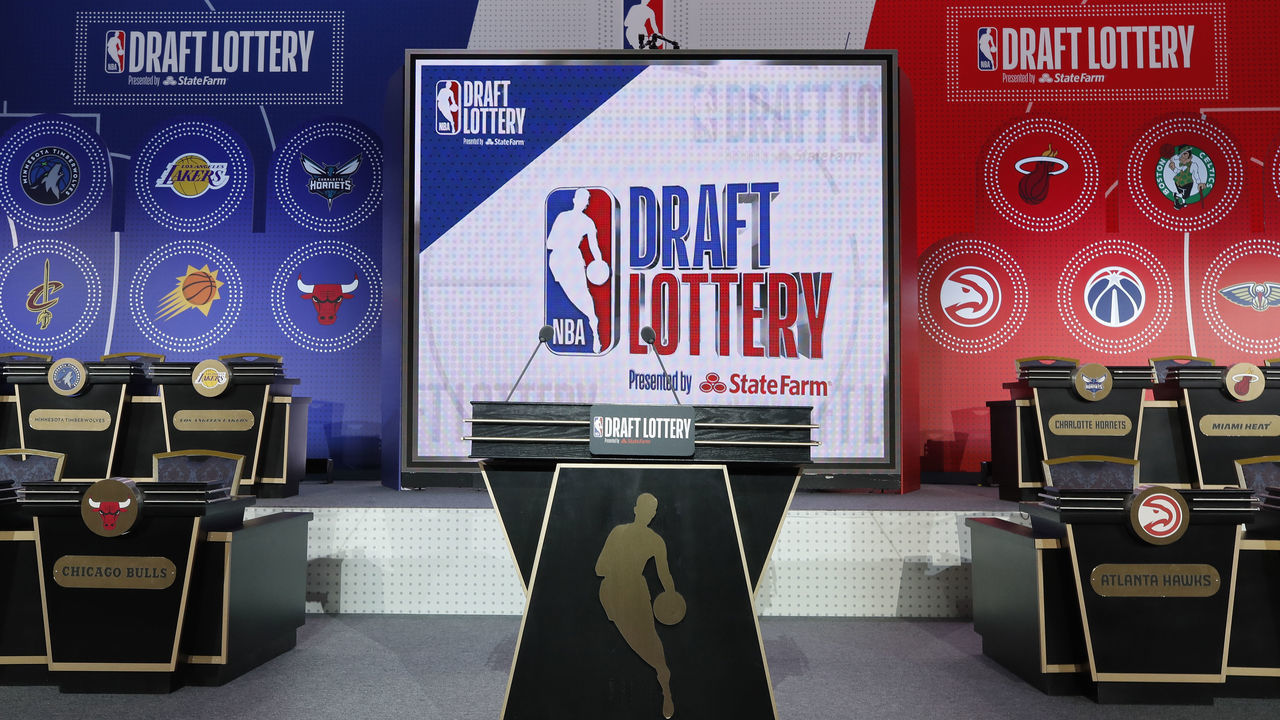 CHICAGO, IL - MAY 14: An overall view of the stage at the 2019 NBA Draft Lottery on May 14, 2019 at the Chicago Hilton in Chicago, Illinois. NOTE TO USER: User expressly acknowledges and agrees that, by downloading and/or using this photograph, user is consenting to the terms and conditions of the Getty Images License Agreement. Mandatory Copyright Notice: Copyright 2019 NBAE