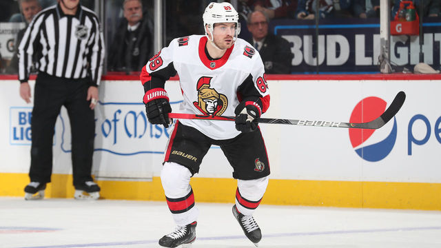 DENVER, COLORADO - FEBRUARY 11: Mikkel Boedker #89 of the Ottawa Senators skates in his 700th career NHL game against the Colorado Avalanche at Pepsi Center on February 11, 2020 in Denver, Colorado.