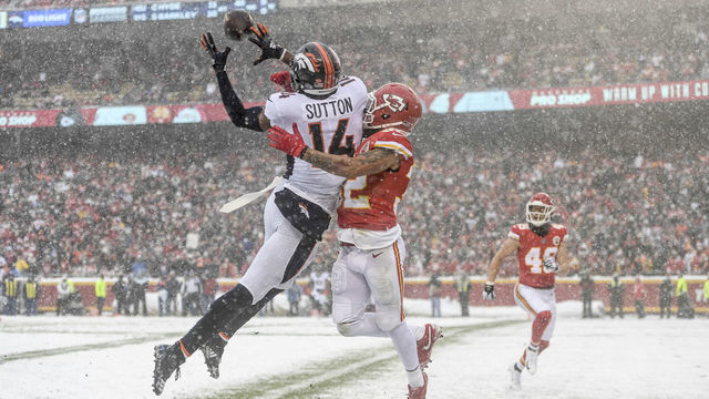KANSAS CITY, MO - DECEMBER 15: Tyrann Mathieu (32) of the Kansas City Chiefs breaks up a touchdown reception intended for Courtland Sutton (14) of the Denver Broncos during the second quarter on Sunday, December 15, 2019.
