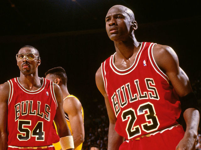 INGLEWOOD, CA- JUNE 12: Michael Jordan #23 of the Chicago Bulls looks on during Game Five of the 1991 NBA Finals on June 12, 1991 at the Great Western Forum in Inglewood, California. NOTE TO USER: User expressly acknowledges and agrees that, by downloading and/or using this Photograph, user is consenting to the terms and conditions of the Getty Images License Agreement. Mandatory Copyright Notice: Copyright 1991 NBAE