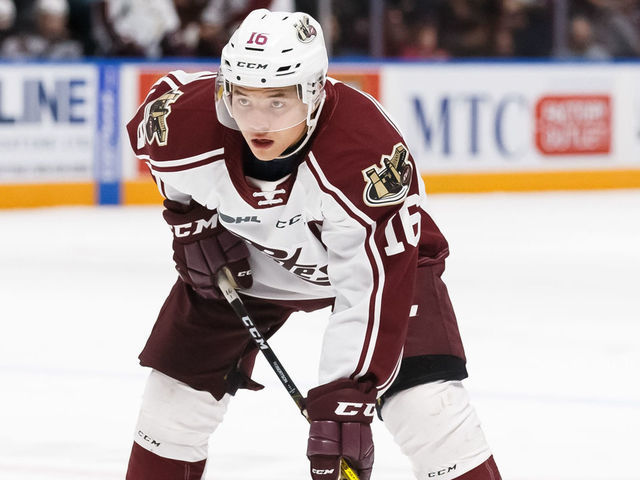 OSHAWA, ON - JANUARY 12: Nick Robertson #16 of the Peterborough Petes looks on before a face-off during an OHL game against the Oshawa Generals at the Tribute Communities Centre on January 12, 2020 in Oshawa, Ontario, Canada.