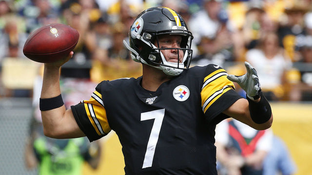 PITTSBURGH, PA - SEPTEMBER 15: Ben Roethlisberger #7 of the Pittsburgh Steelers in action against the Seattle Seahawks on September 15, 2019 at Heinz Field in Pittsburgh, Pennsylvania.
