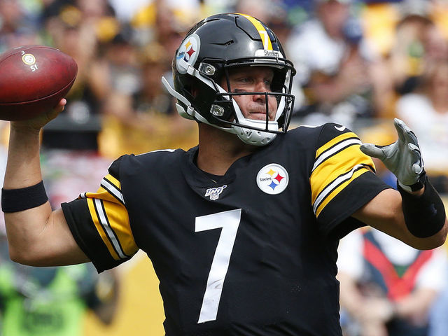 PITTSBURGH, PA - SEPTEMBER 15: Ben Roethlisberger #7 of the Pittsburgh Steelers in action against the Seattle Seahawks on September 15, 2019 at Heinz Field in Pittsburgh, Pennsylvania.