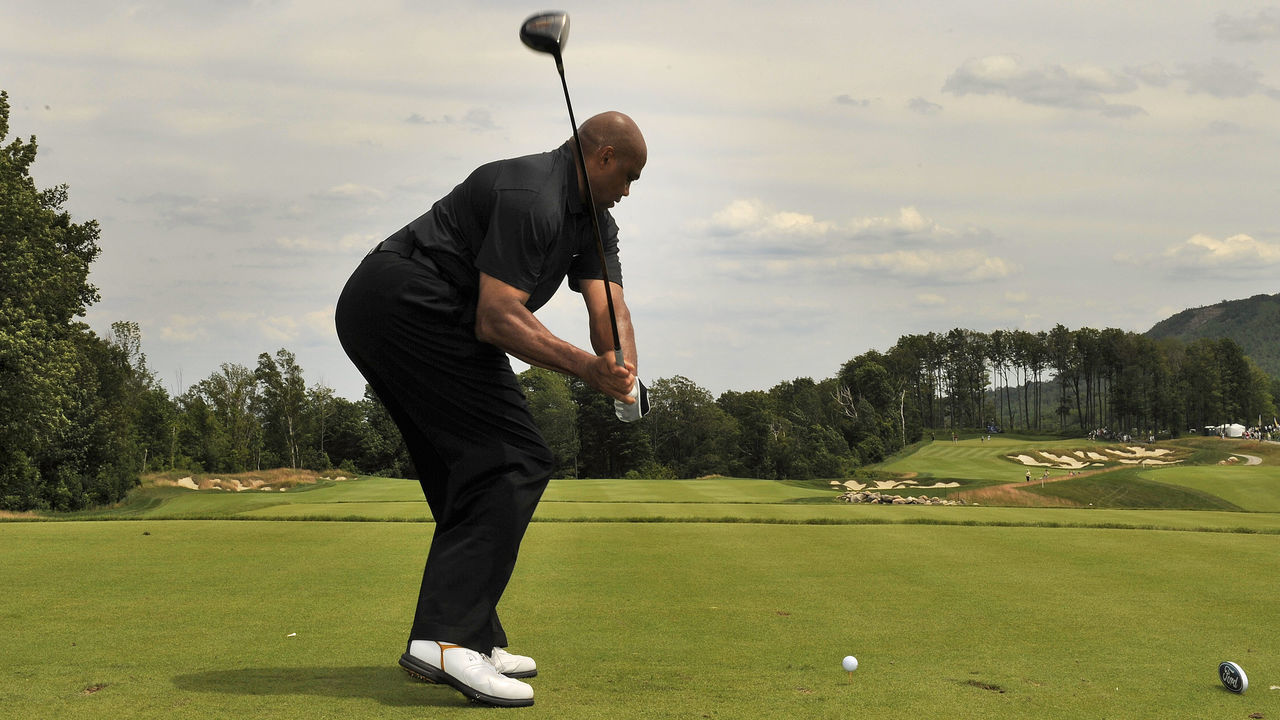 CLARKSBURG, ONTARIO, CANADA - JULY 10: Charles Barkley drives from the 13th tee box during the second round of the Ford Wayne Gretzky Classic Presented by Samsung at The Georgian Bay Club on July 10, 2009 in Clarksburg, Ontario, Canada.