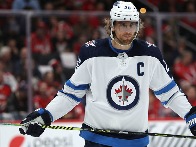 WASHINGTON, DC - FEBRUARY 25: Blake Wheeler #26 of the Winnipeg Jets in action against the Washington Capitals during the first period at Capital One Arena on February 25, 2020 in Washington, DC.