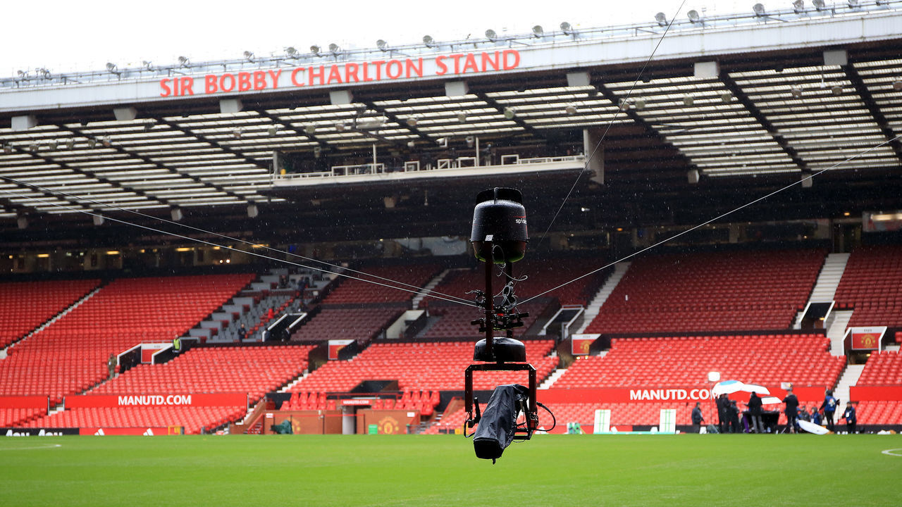 MANCHESTER, ENGLAND - JANUARY 15: General View of a TV Camera prior to the Premier League match between Manchester United and Liverpool at Old Trafford on January 15, 2017 in Manchester, England.